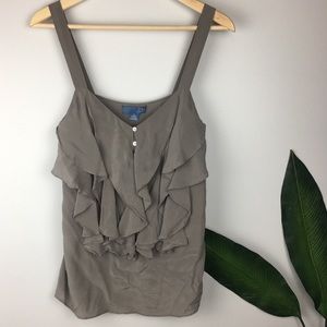Silk Rufflefront Sleeveless Top